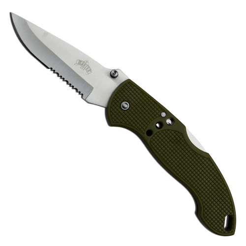 Master USA MU-1123GN Green Manual Folding Knife, Satin Combo Blade