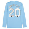 Manchester City Home Shirt 2023-24 Long Sleeve with Bernardo 20 printing-Sky Blue