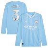 Manchester City Home Shirt 2023-24 Long Sleeve with Rúben 3 printing-Sky Blue