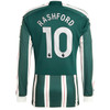 Manchester United Away Shirt 2023-24 Long Sleeve with Rashford 10 printing-Green
