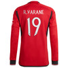 Manchester United Cup Home Authentic Shirt 2023-24 Long Sleeve with R. Varane 19 printing-Red