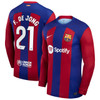 Frenkie de Jong Barcelona 2023/24 Home Long Sleeve Jersey-Royal