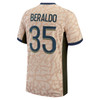 Psg Jordan Fourth Dri-Fit Adv Match Shirt 23/24 With Beraldo 35 Printing-Tan