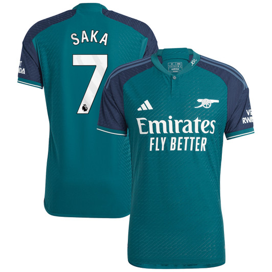 Arsenal Third Authentic Shirt 2023-24 with Saka 7 printing-Green