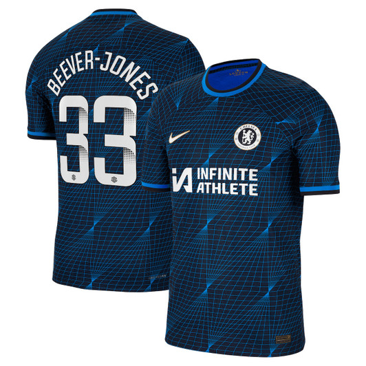 Chelsea Away Vapor Match Sponsored Shirt 2023-24 With Beever-Jones 33 Wsl Printing-Navy