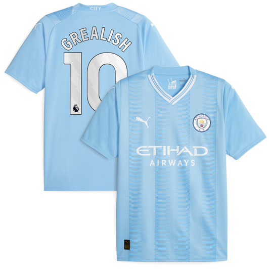 Manchester City Home Shirt 2023-24 with Grealish 10 printing-Sky Blue