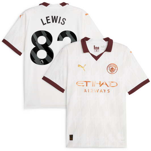 Manchester City Away Shirt 2023-24 with Lewis 82 printing-White