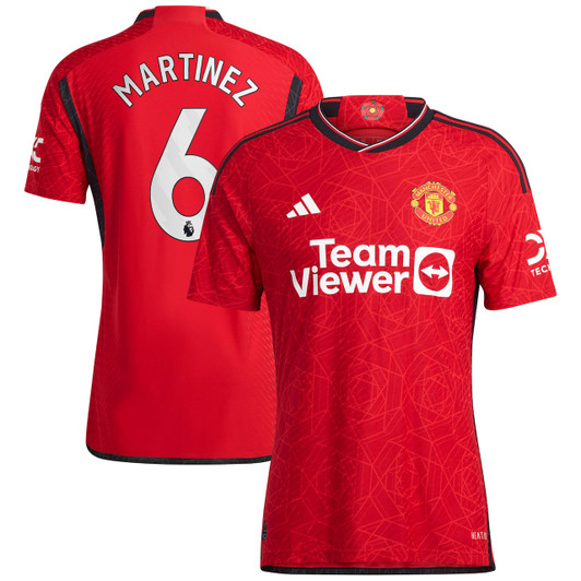 Manchester United Home Authentic Shirt 2023-24 with Martinez 6 printing-Red