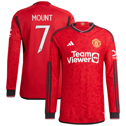 Manchester United Cup Home Authentic Shirt 2023-24 Long Sleeve with Mount 7 printing-Red