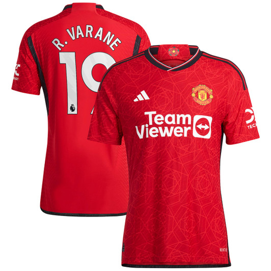 Manchester United Home Authentic Shirt 2023-24 with R. Varane 19 printing-Red
