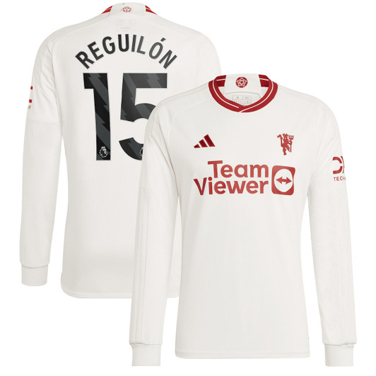 Manchester United EPL Third Shirt 2023-24 Long sleeve with Reguilón 15 printing-White