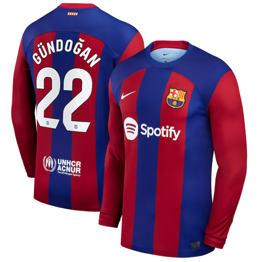 Ilkay Gündogan Barcelona 2023/24 Home Stadium Long Sleeve Player Jersey-Royal