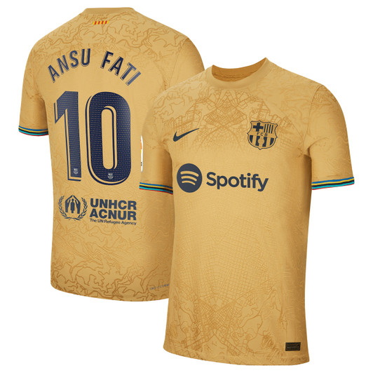 Ansu Fati Barcelona 2022/23 Away Vapor Match Authentic Player Jersey-Yellow