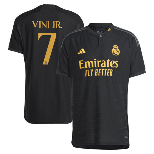 Real Madrid Third Authentic Shirt 2023-24 with Vini Jr. 7 printing-Black