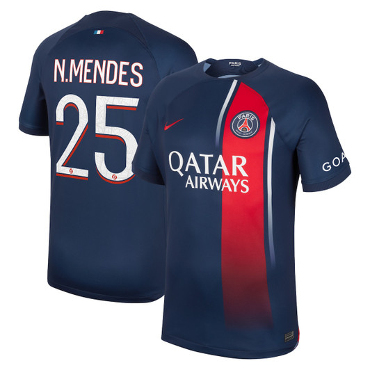 Paris Saint-Germain Home Stadium Shirt 2023-24 with N.Mendes 25 printing-Navy