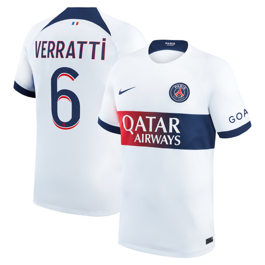 Paris Saint-Germain Away Stadium Shirt 2023-24 with Verratti 6 printing-White