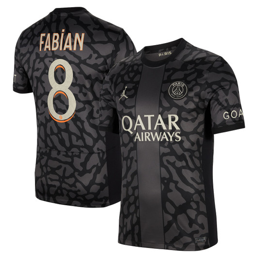 Paris Saint-Germain x Jordan Third Stadium Shirt 2023-24 With Fabian 8 Printing-Black