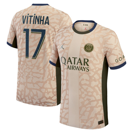Psg Jordan Fourth Dri-Fit Adv Match Shirt 23/24 With Vitinha 17 Printing-Tan