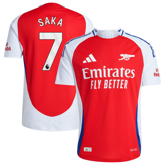 Arsenal Home Authentic Shirt 2024-25 with Saka 7 printing - Red