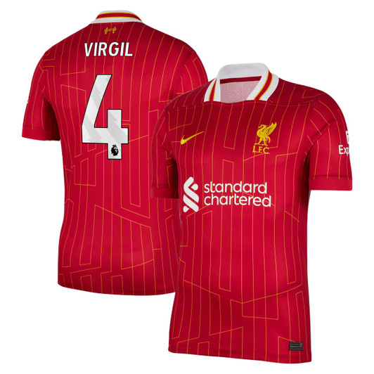 Liverpool Home Stadium Shirt 2024-25 with Virgil 4 printing - Red