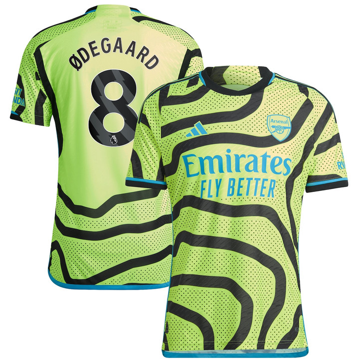 Arsenal Away Authentic Shirt 2023-24 with Ødegaard 8 printing-Yellow