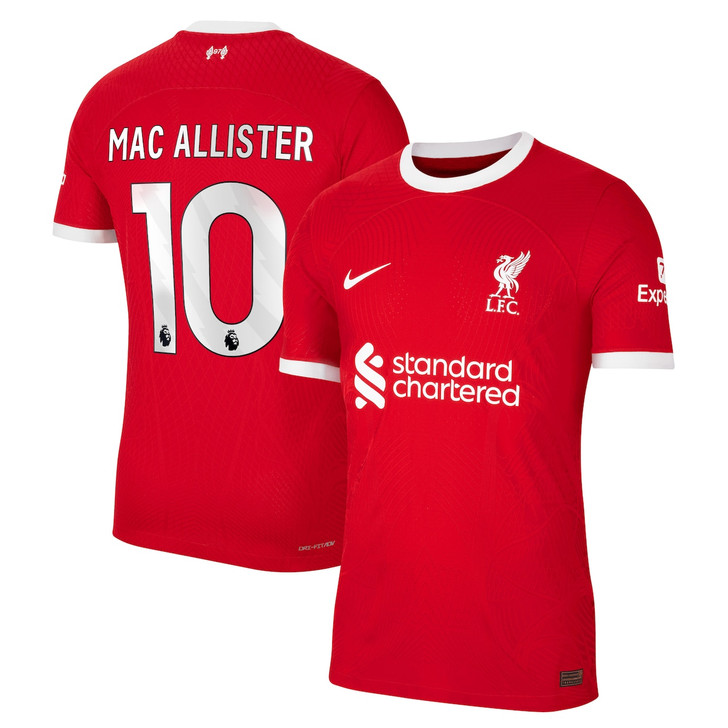 Liverpool Home Dri Fit Adv Match Shirt 2023-24 with Mac Allister 10 printing-Red