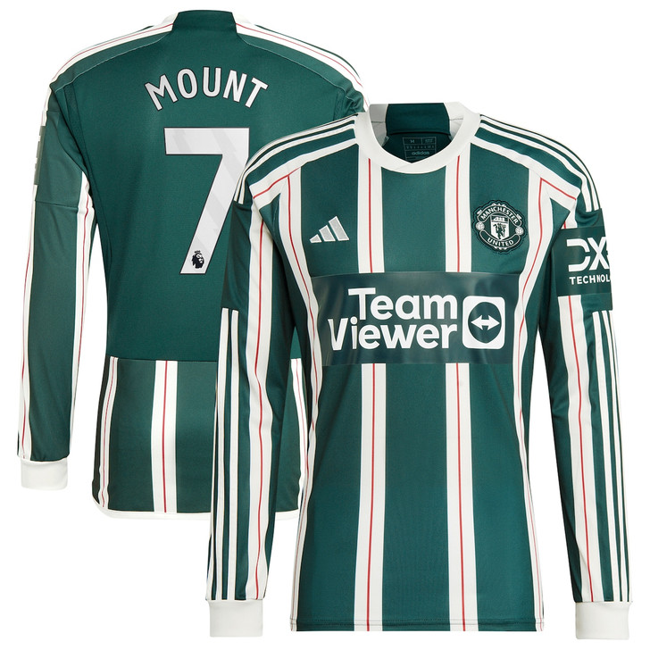 Manchester United Away Shirt 2023-24 Long Sleeve With Mount 7 Printing-Green