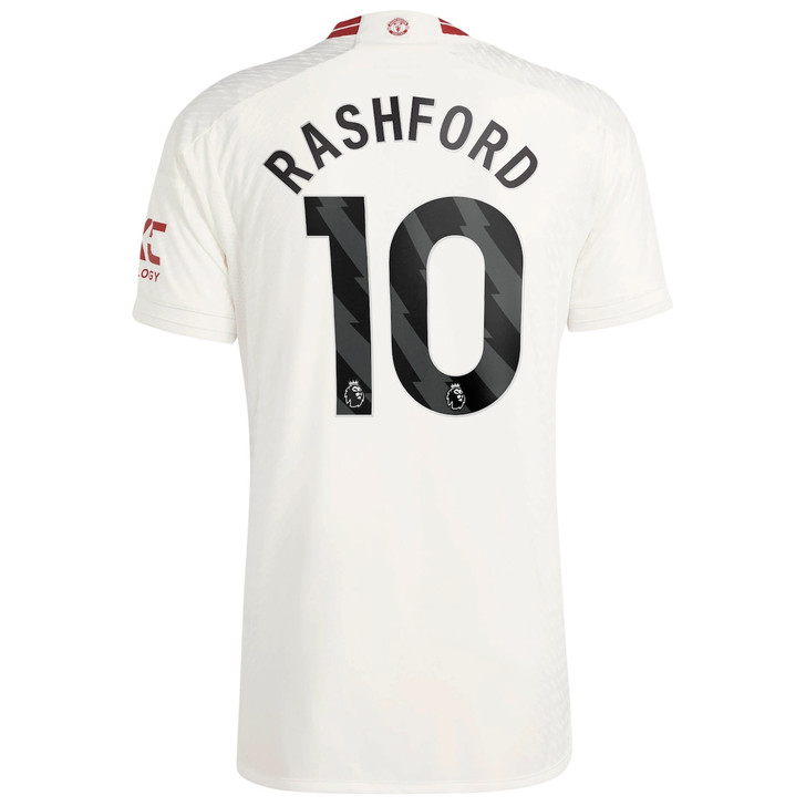 Manchester United EPL Third Authentic Shirt 2023-24 with Rashford 10 printing-White