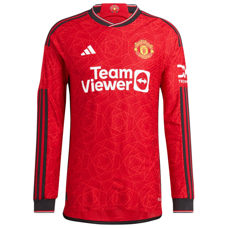 Manchester United EPL Home Authentic Shirt 2023-24 Long sleeve with Amrabat 4 printing-Red