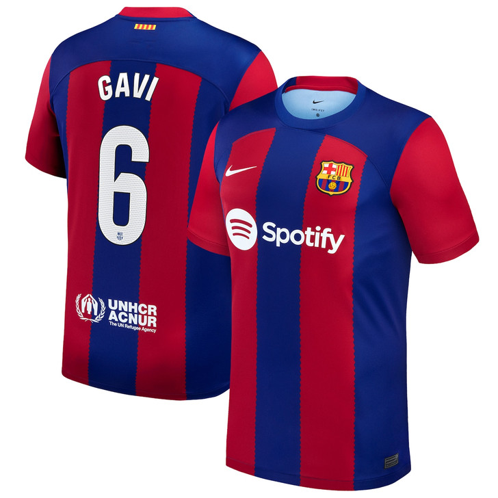 Gavi Barcelona 2023/24 Home Stadium Player Jersey-Royal