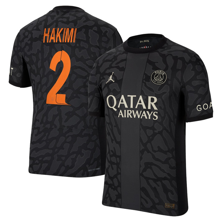 Paris Saint-Germain x Jordan Third Dri-Fit Adv Match Shirt 2023-24 With Champions League Printing Hakimi 2-Black