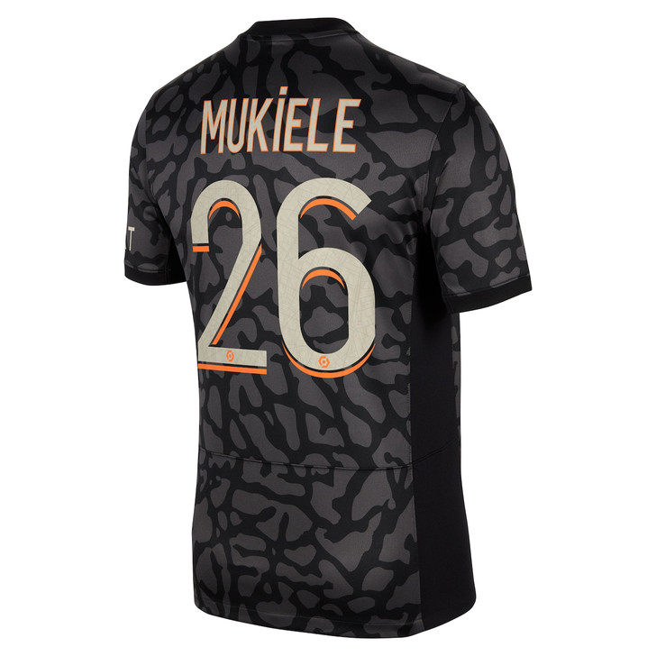 Paris Saint-Germain x Jordan Third Stadium Shirt 2023-24 With Mukiele 26 Printing-Black