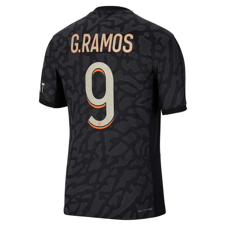Paris Saint-Germain x Jordan Third Dri-Fit Adv Match Shirt 2023-24 With G.Ramos 9 Printing-Black