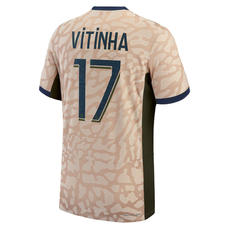 Psg Jordan Fourth Dri-Fit Adv Match Shirt 23/24 With Vitinha 17 Printing-Tan