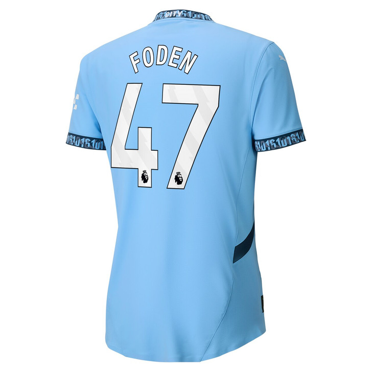 Manchester City Home Authentic Shirt 2024-25 with Foden 47 printing - Light Blue