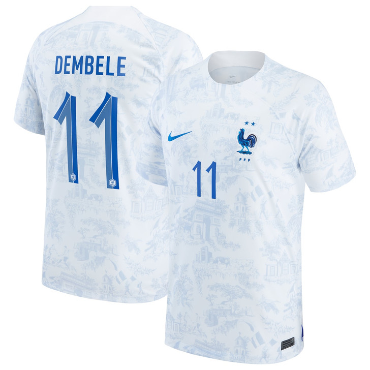 Ousmane Dembele France National Team 2022-23 Away Jersey - White