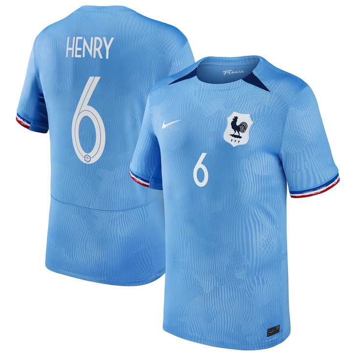 France Women Home Stadium Shirt 2023-24 with Henry 6 printing - Blue