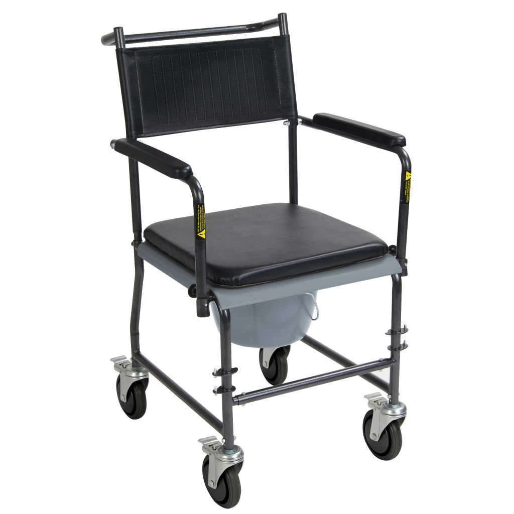 Padded Drop Arm Wheeled Commode