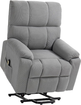 Power Lift Chair for Elderly, Fabric Upholstered Electric Recliner Chair for Seniors with Footrest, Side Pockets, Remote Control for Living Room, Quick Assembly, Grey