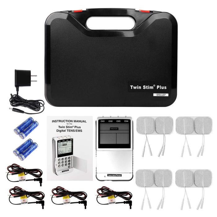 Twin Stim Plus 4-Channel 8 Pads Digital TENS/EMS Unit with AC Adapter