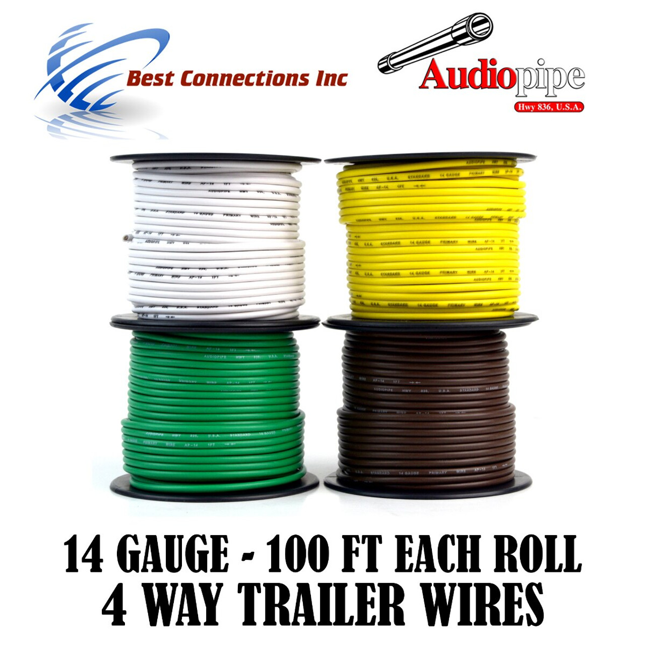 Trailer Wire Light Cable for Harness 6 Way Cord 16 Gauge - 100ft roll - 6  Rolls - Best Connections