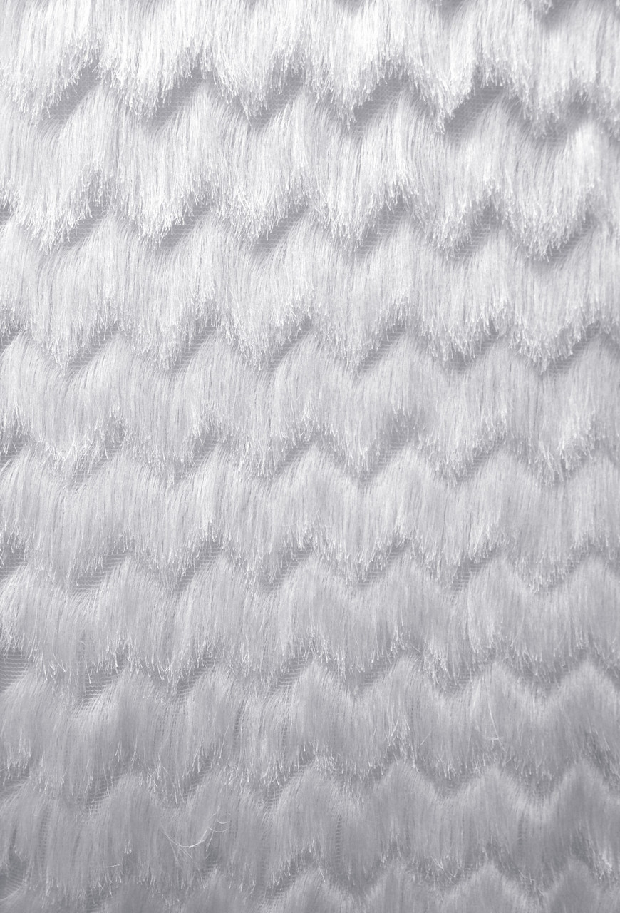 Fine Fringe Zig Zag Pattern on Polyester Spandex Mesh Fabric