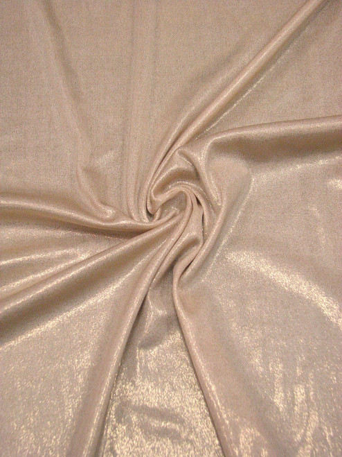 Gold Shiny Foil on Cream Stretch Lightweight Polyester Slinky Spandex Fabric