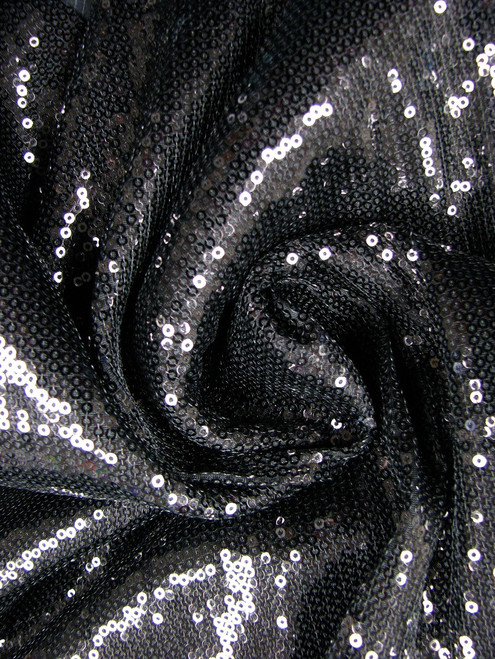 3mm Mini Micro Shiny Sequins on Stretch FDY Knit Jersey Polyester Spandex Fabric