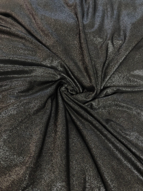 Black w/ Silver Lurex on Polyester Spandex 2 Way Stretch Fabric