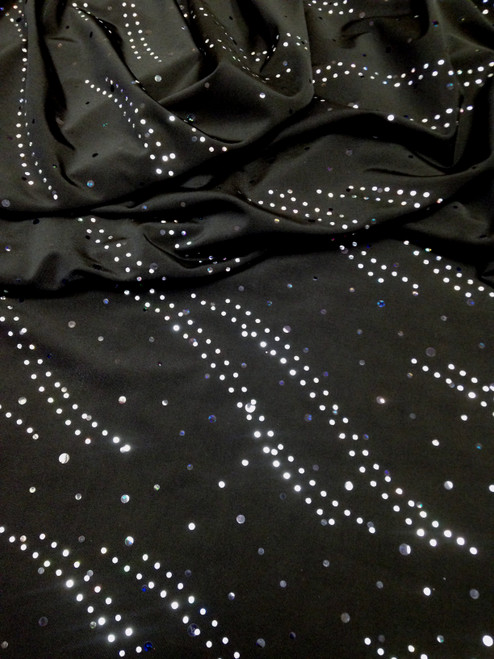 Polyester Single Span with 3mm Silver Hologram Circle Trans Light Weight Fabric