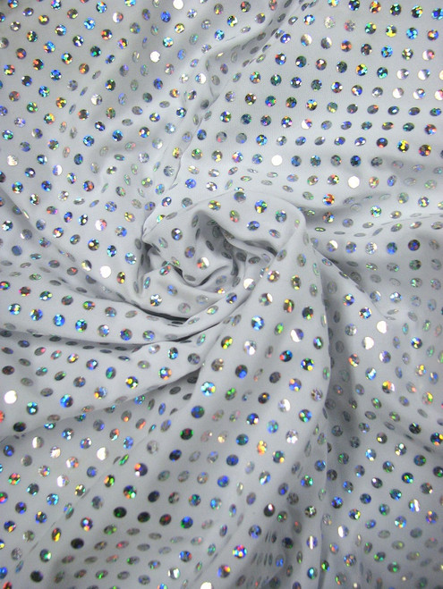 Polyester Single Spandex with 4mm Hologram Shinny Circle Trans 2 ways Stretch Fabric