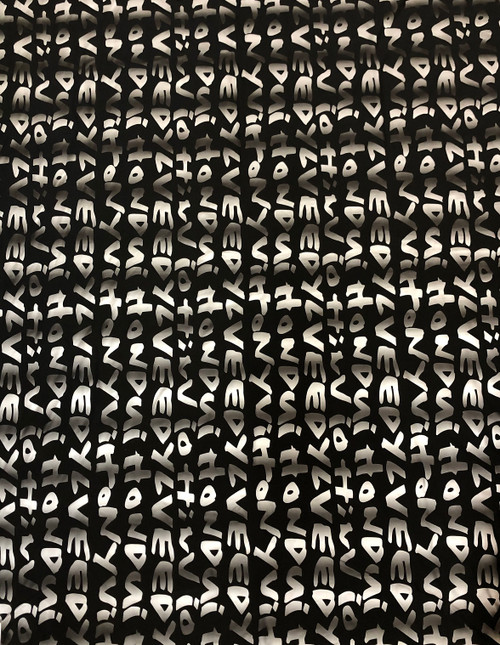 Big Letter Design on Polyester Spandex Fabric with Dull Matte Black/Silver Foil Big Letter Design on Polyester Spandex Fabric with Dull Matte Black/Silver Foil