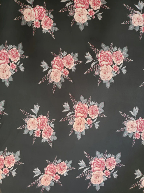 Polyester Spandex Mesh See Through Big Flower Print Fabric