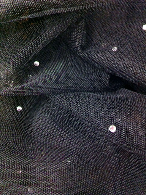 Polyester Mesh with 3mm Diamond Studs Fabric